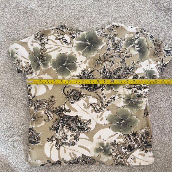 Y2K Tropical Grunge Green and Brown Deadstock Top 100% Cotton - Picture 8 of 8